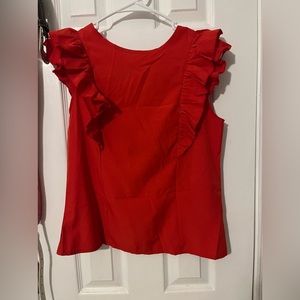 Ruffle Trim Tie Back Blouse